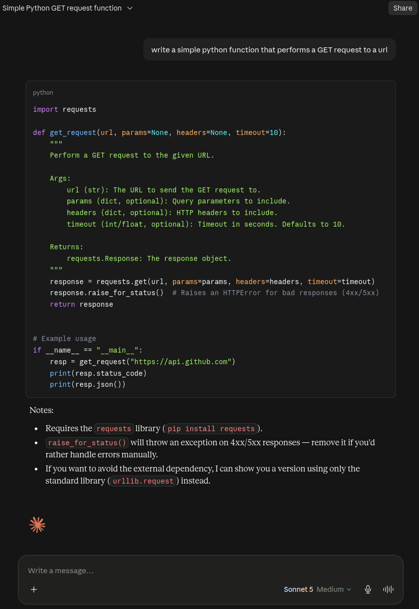 Claude makes a simple python