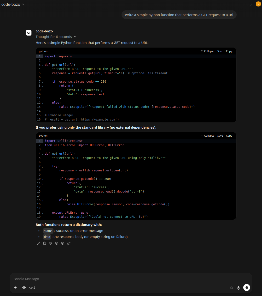 codebozo makes a two simple pythons